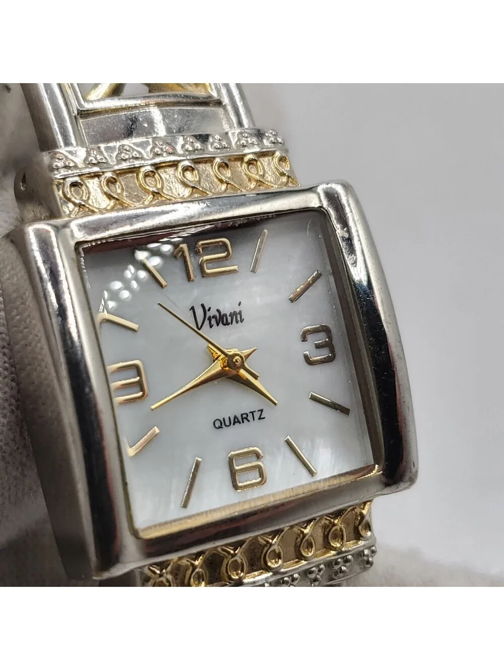 Vivani Quartz Watch Womens 25mm Two-Tone Cuff Band New Battery
